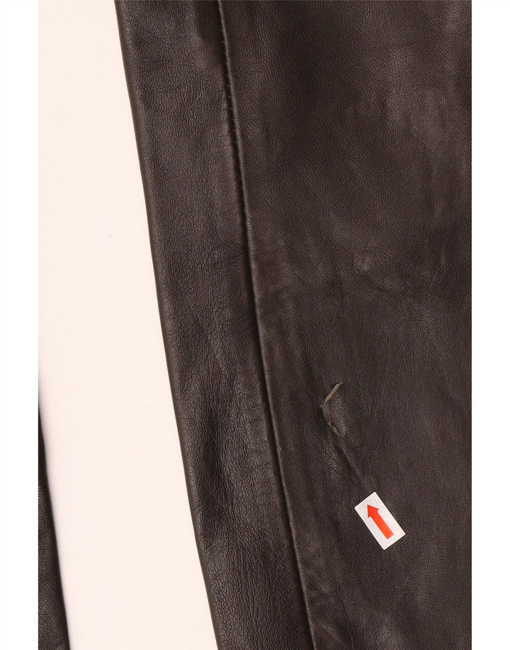 Calça feminina de couro MADDOX UE 36 pequena W26 L32 couro marrom