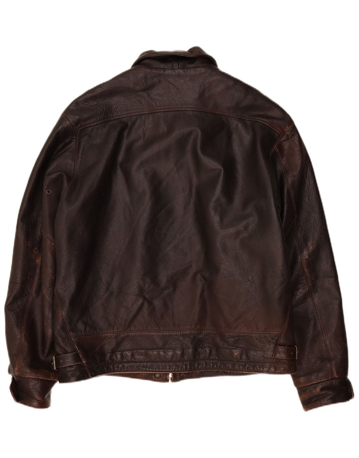 Jaqueta de couro masculina vintage IT 48 marrom médio