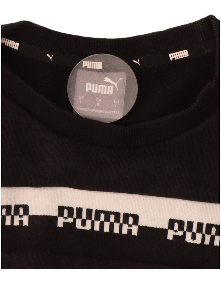 PUMA moletom gráfico masculino jumper grande algodão preto