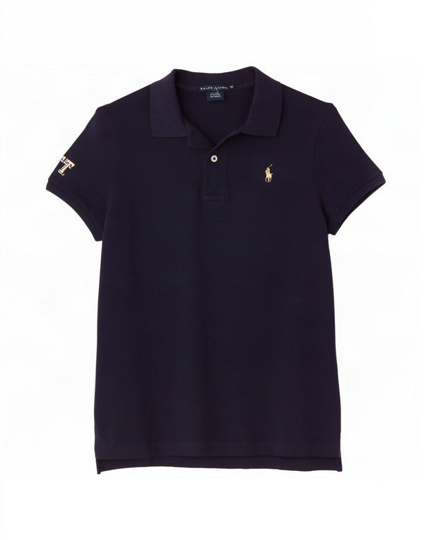 Polo skinny feminino Ralph Lauren Reino Unido 14 algodão azul marinho médio