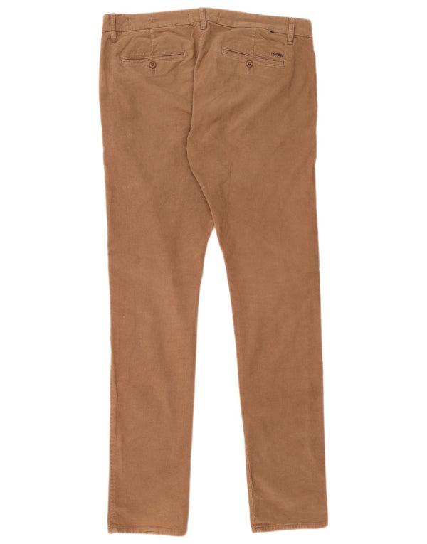 Guess Calça masculina skinny de veludo W34 L34 algodão bege