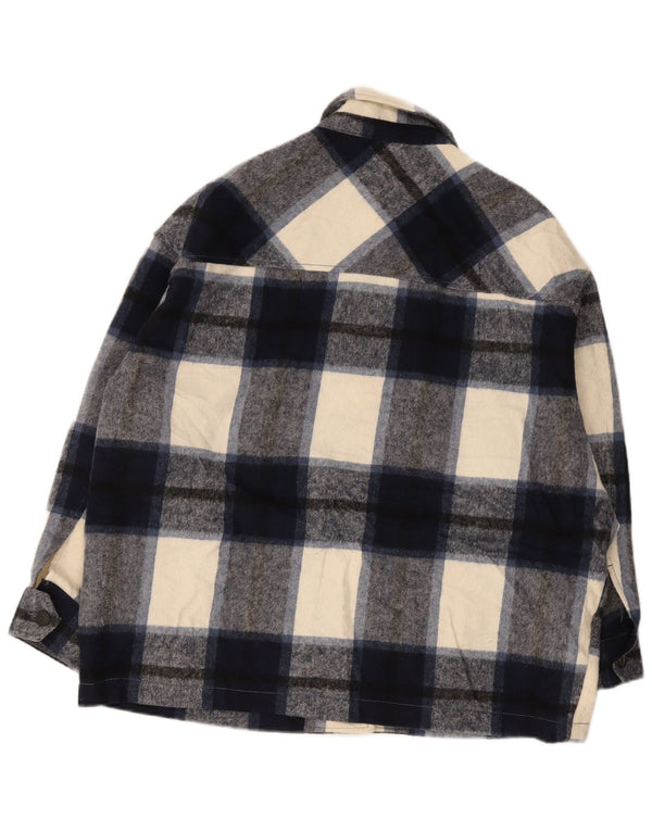 Zara Camiseta feminina de flanela Reino Unido 18 XL azul marinho xadrez acrílico