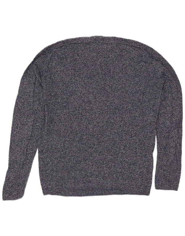 Suéter masculino ZARA com gola redonda, grande algodão manchado azul marinho