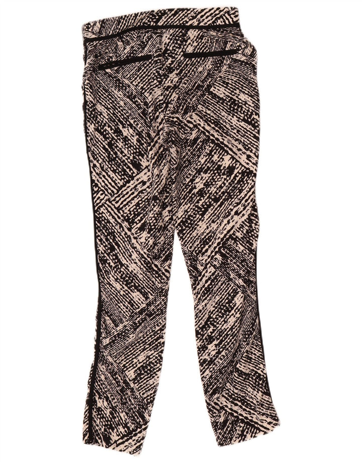 Calça feminina Zara com estampa abstrata slim casual pequena W26 L27 preta