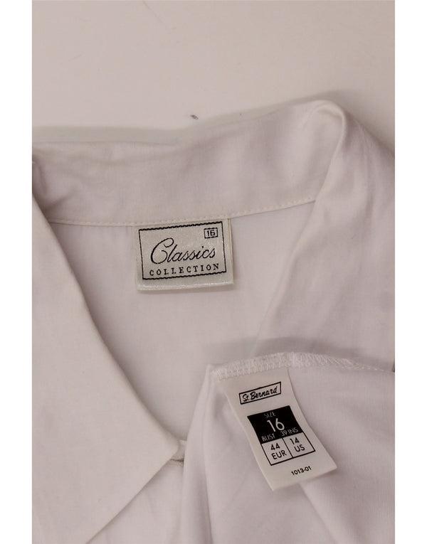 ST. Camisa feminina de manga curta BERNARD UK 16 grande poliéster branco