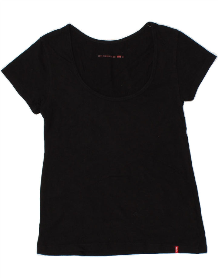 LEVI'S Womens T-Shirt Top UK 12 Medium Black Cotton | Vintage Levi's | Thrift | Second-Hand Levi's | Used Clothing | Messina Hembry 