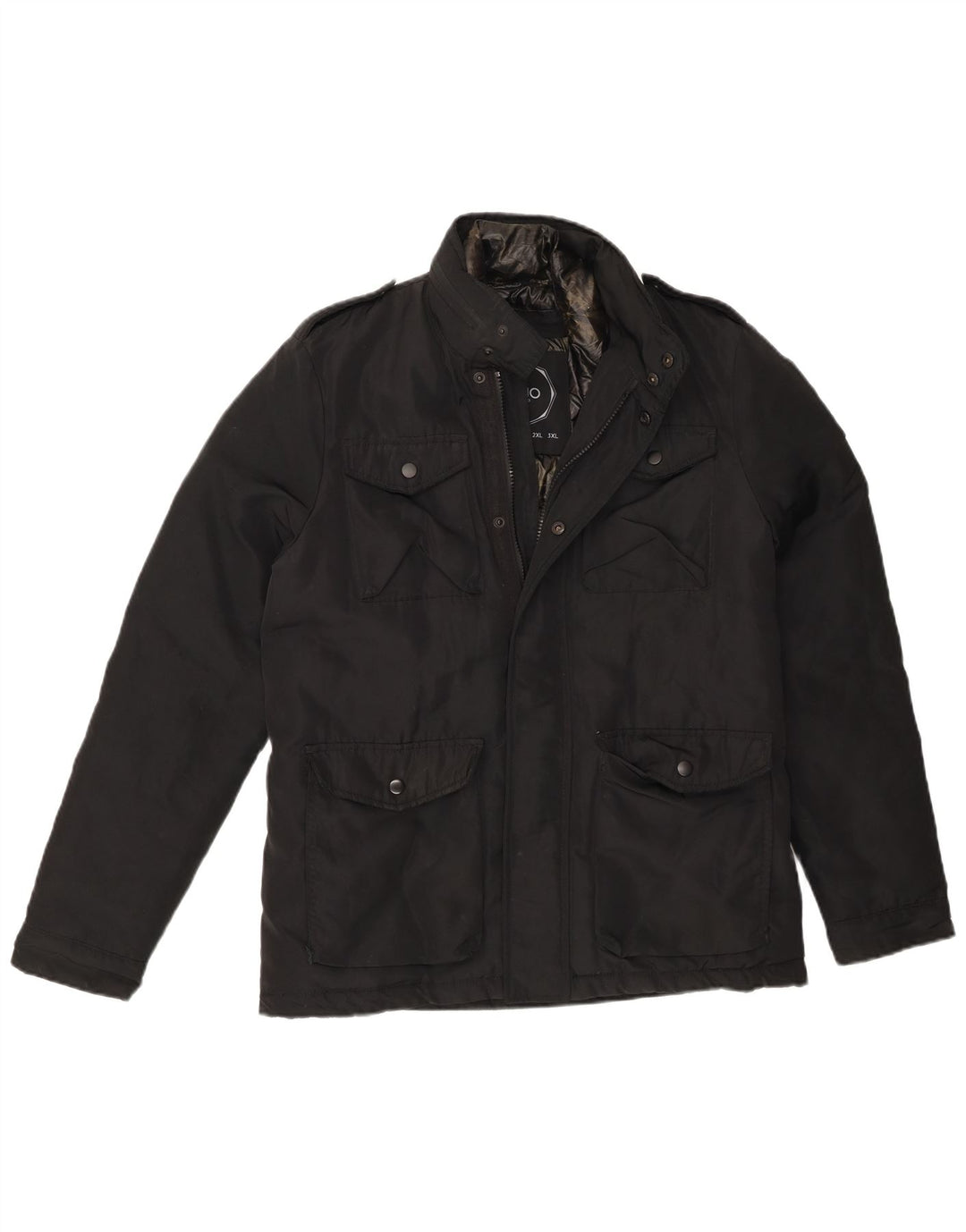Jaqueta corta-vento militar masculina Liu Jo Reino Unido 36 poliéster preto pequeno