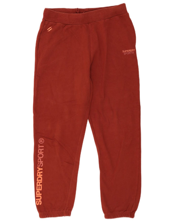 Superdry Womens Graphic Tracksuit Calças Joggers UK 12 Médio Algodão Vermelho