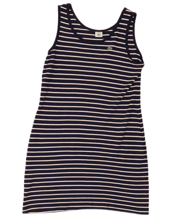 Vestido camiseta feminino sem mangas Lacoste tamanho 46 XL azul marinho listrado