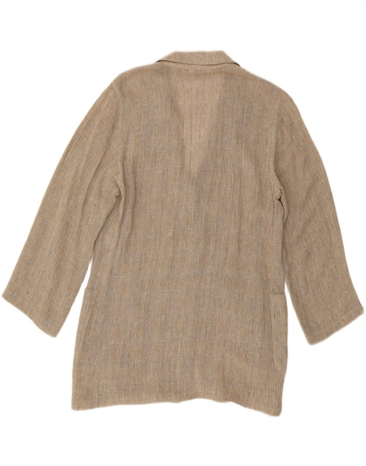 Jaqueta Max Mara Longline Blazer Feminina Reino Unido 12 Médio Bege Houndstooth