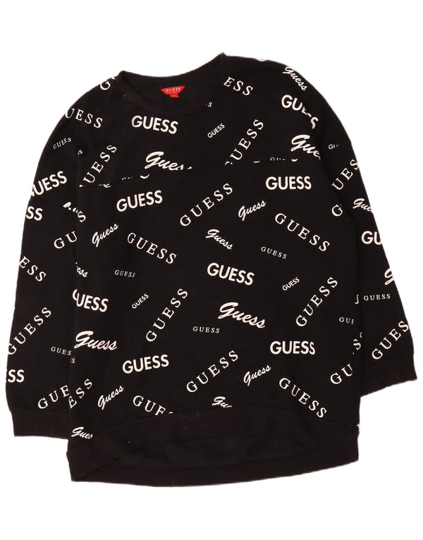 Suéter feminino Guess com estampa gráfica oversized UK 18 XL algodão preto
