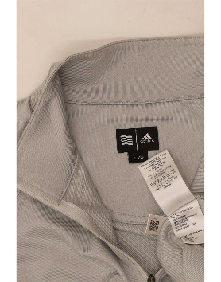 Adidas Mens Climawarm Zip Neck Pulôver Treino Top Grande Cinza Poliéster