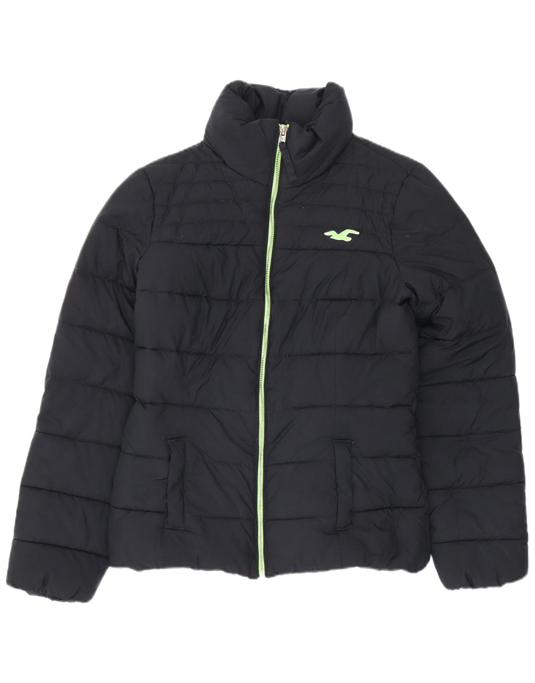 Jaqueta acolchoada Sherpa feminina Hollister Reino Unido 10 poliéster azul marinho pequeno