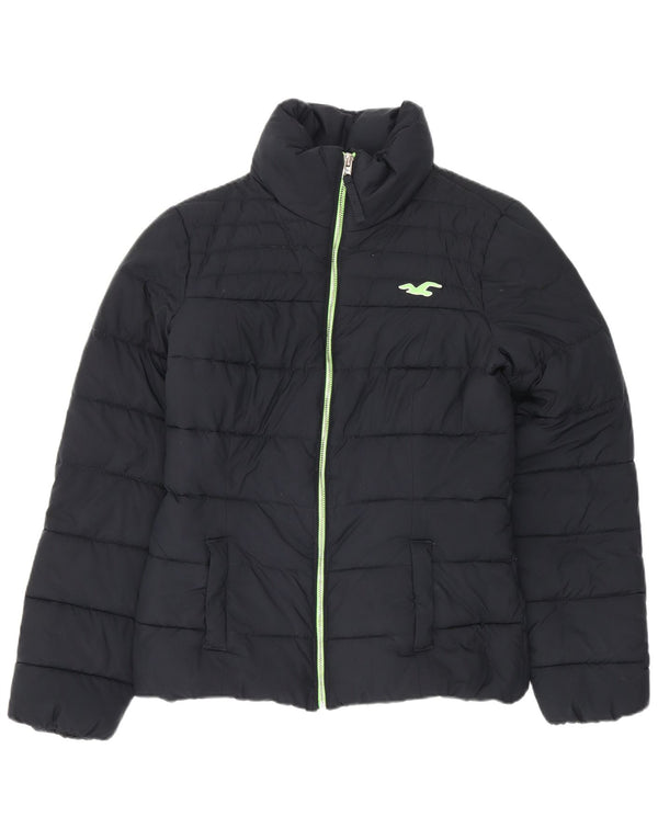 Jaqueta acolchoada Sherpa feminina Hollister Reino Unido 10 poliéster azul marinho pequeno
