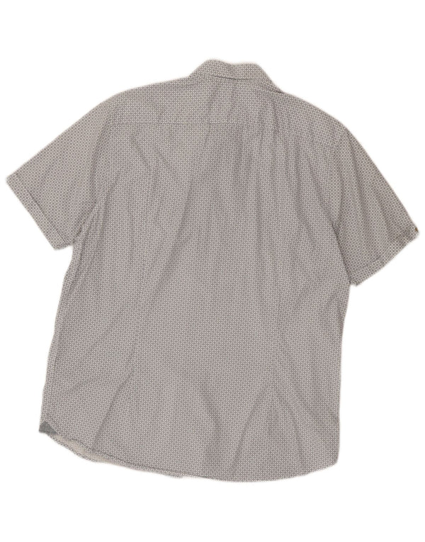 Camisa masculina de manga curta Ted Baker tamanho 6 2XL algodão floral cinza