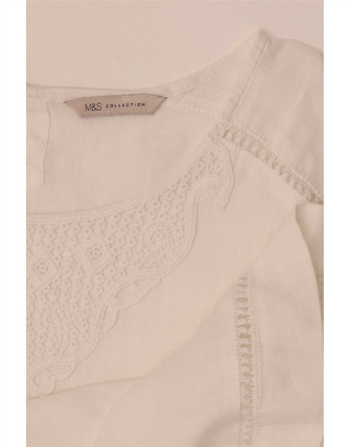 Blusa feminina Marks & Spencer Top Reino Unido 10 Pequeno Branco