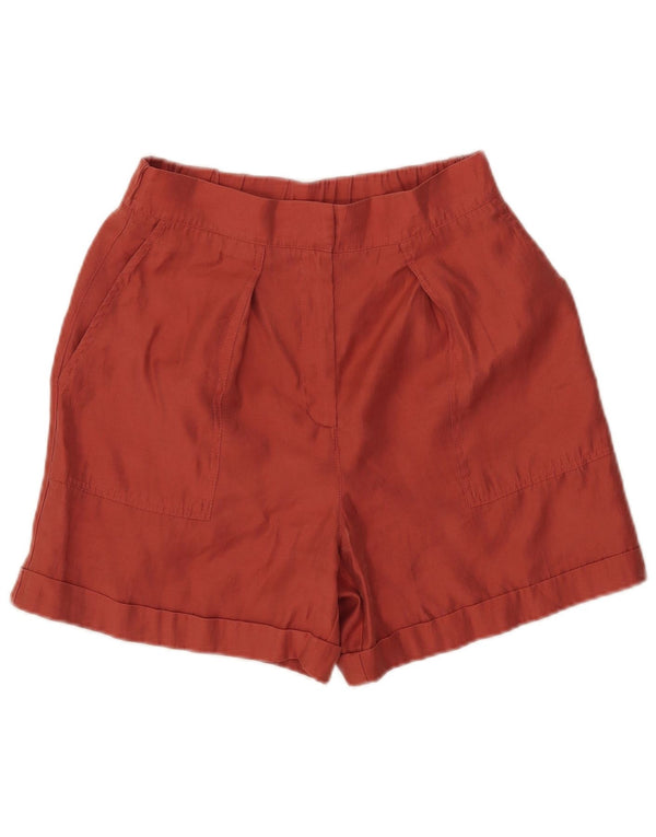 Zara Shorts Chino Feminino Cintura Alta Pegged Pequeno W26 Laranja Lyocell