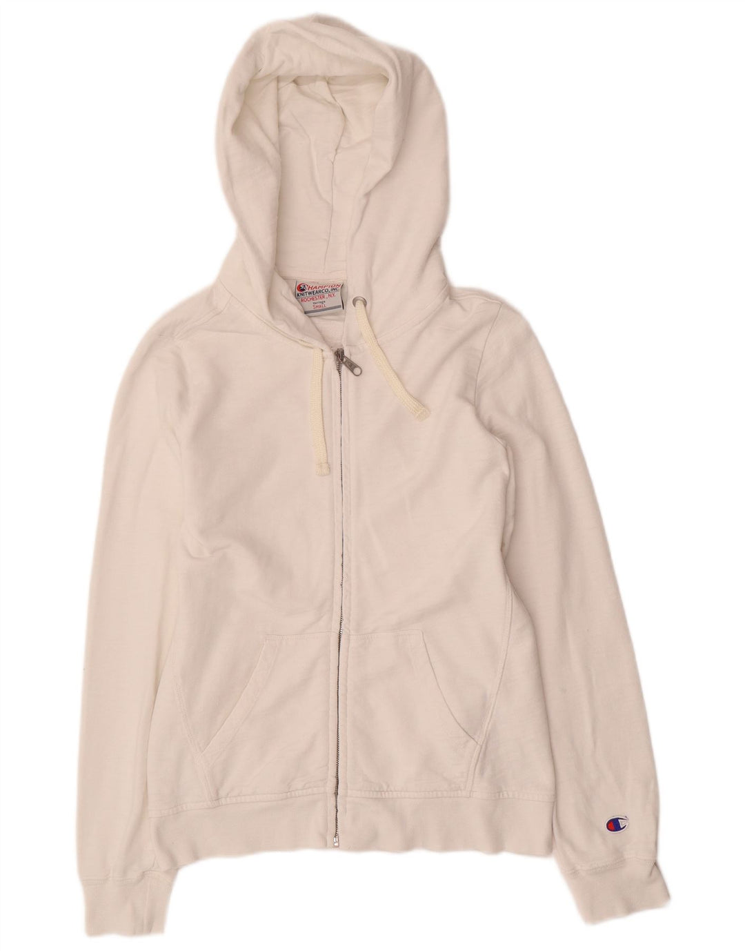 Suéter feminino com capuz CHAMPION Heritage Zip Reino Unido 10 pequeno branco