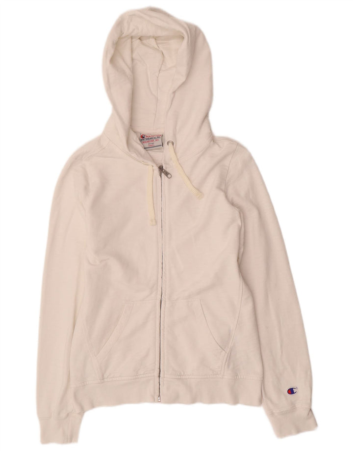 Suéter feminino com capuz CHAMPION Heritage Zip Reino Unido 10 pequeno branco