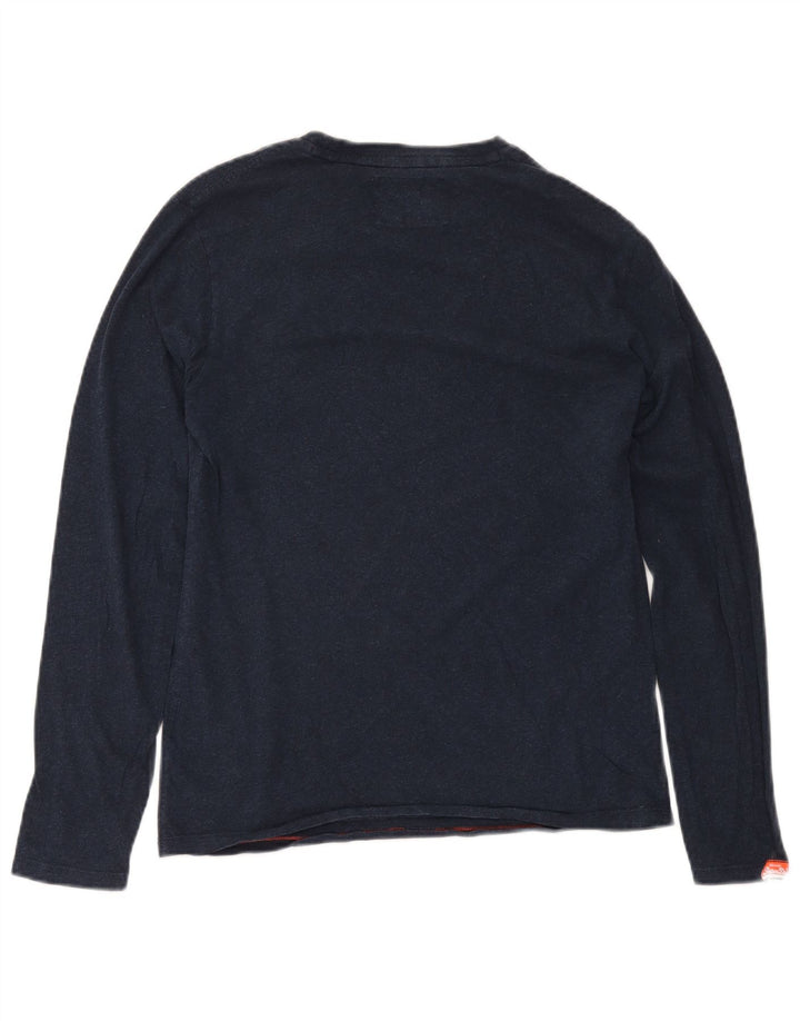 Top masculino Superdry manga comprida pequeno algodão azul marinho