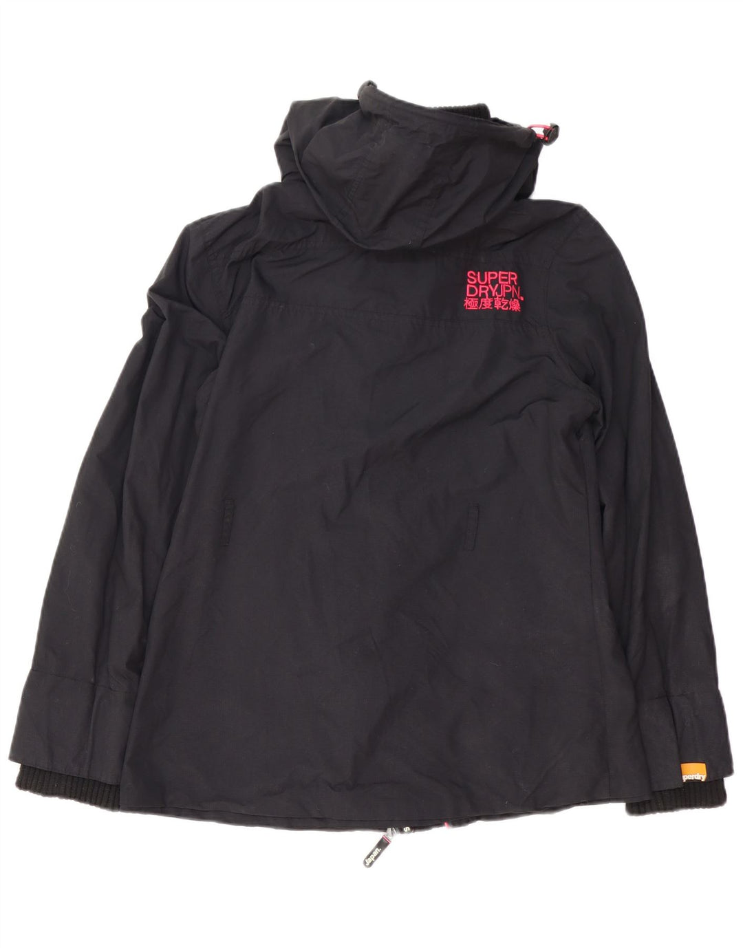 Jaqueta de chuva com capuz Superdry Womens The Windmac UK 16 grande nylon preto