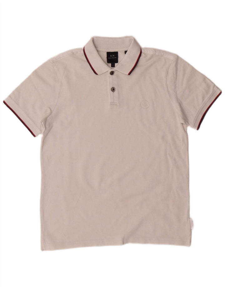 Camisa polo masculina Armani Exchange pequena algodão branco