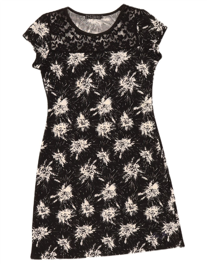 Vestido bainha feminino Liu Jo Reino Unido 12 poliéster floral preto médio