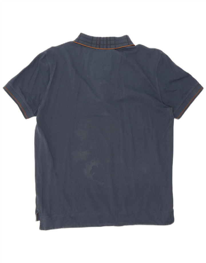 Camisa polo masculina de ajuste regular Hugo Boss, algodão xadrez médio azul marinho