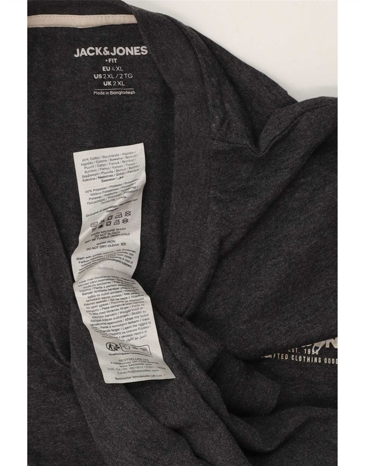 Jack & Jones Top masculino de manga comprida 2XL algodão cinza