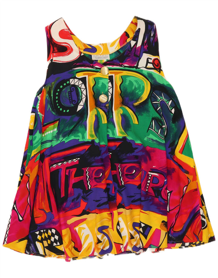 Blusa feminina vintage longline solta fit top UK 14 médio multicolorido