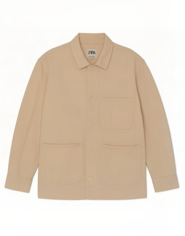 Jaqueta utilitária feminina Zara UK 14 médio algodão branco