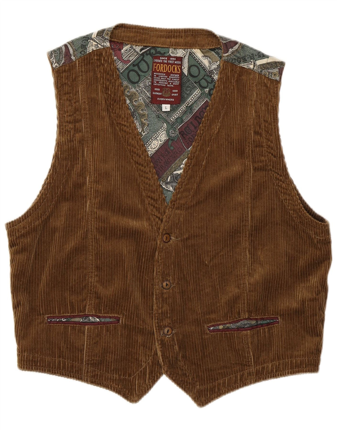 Colete masculino de veludo Fordocks grande marrom patchwork algodão