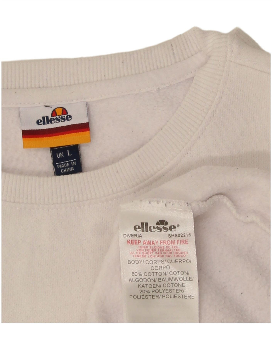 Ellesse moletom masculino jumper grande algodão branco