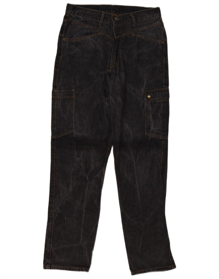 Jeans vintage masculino cargo cônico W33 L34 algodão cinza