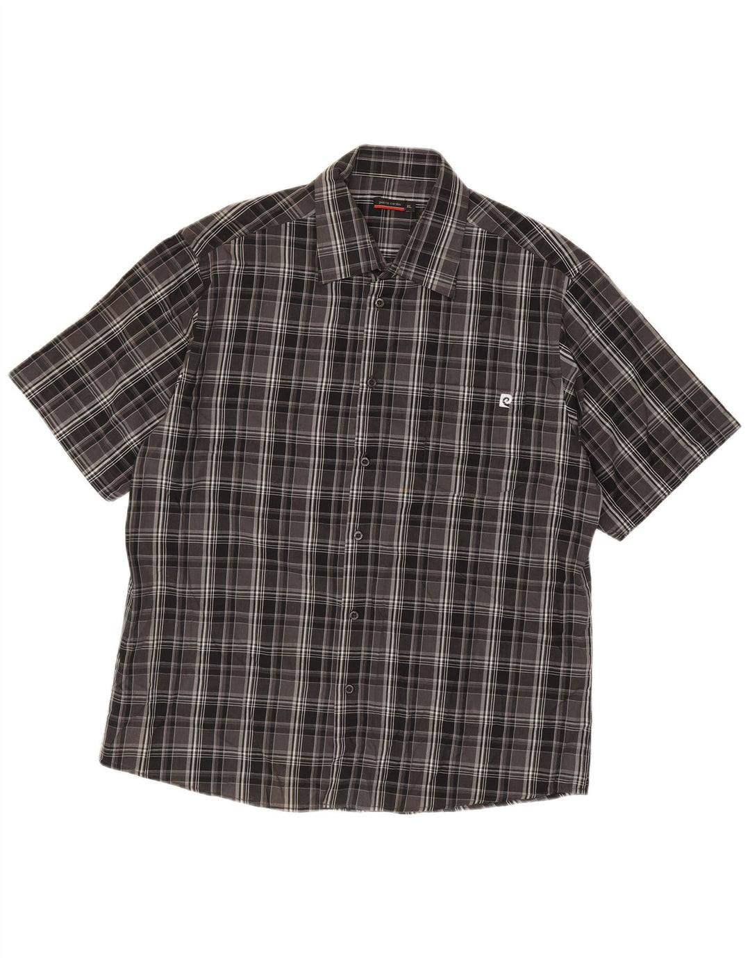 Camisa masculina de manga curta Pierre Cardin XL preta xadrez poliéster
