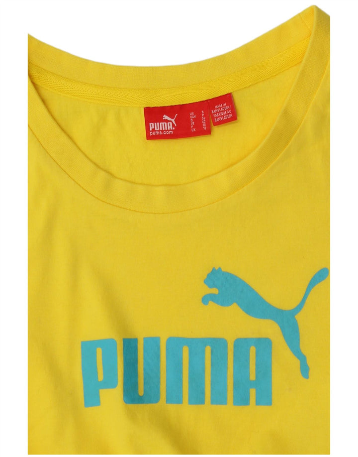 Puma Camiseta Feminina Graphic Top UK 10 Pequeno Amarelo