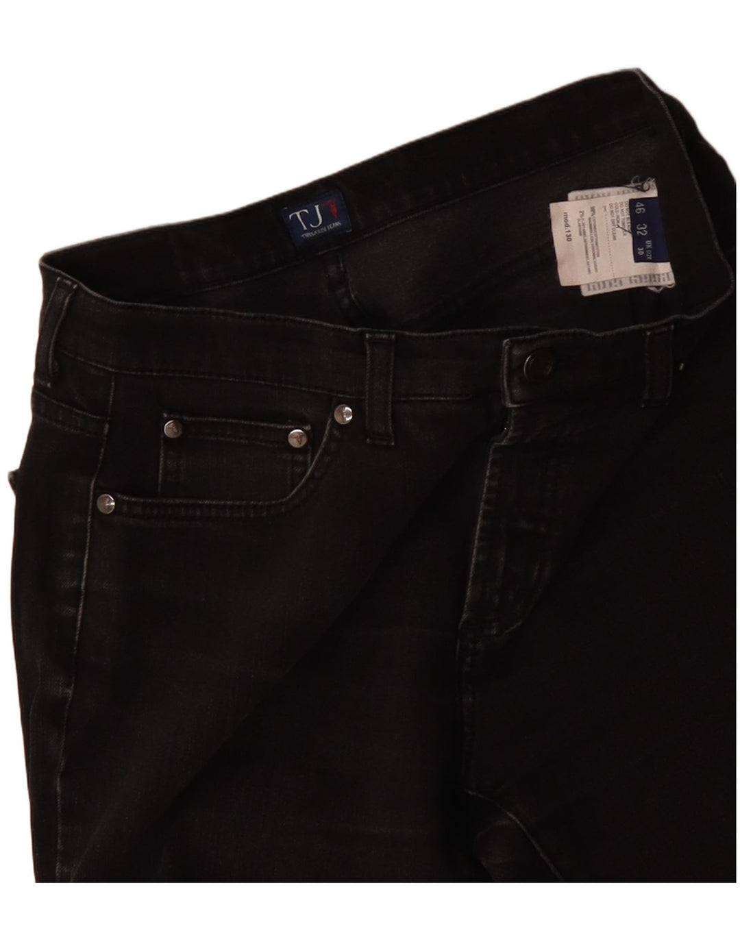 Jeans retos femininos TRUSSARDI W30 L27 algodão preto