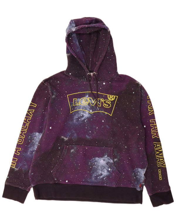 Suéter com capuz gráfico feminino Levi's UK 18 XL roxo tie-dye