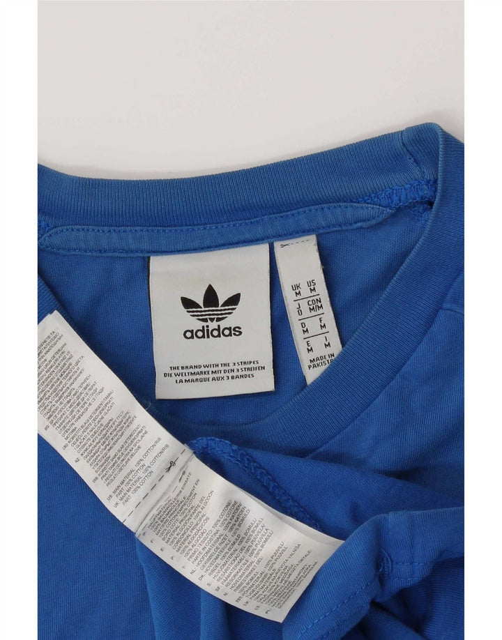 Adidas Mens Camiseta Top Médio Algodão Azul