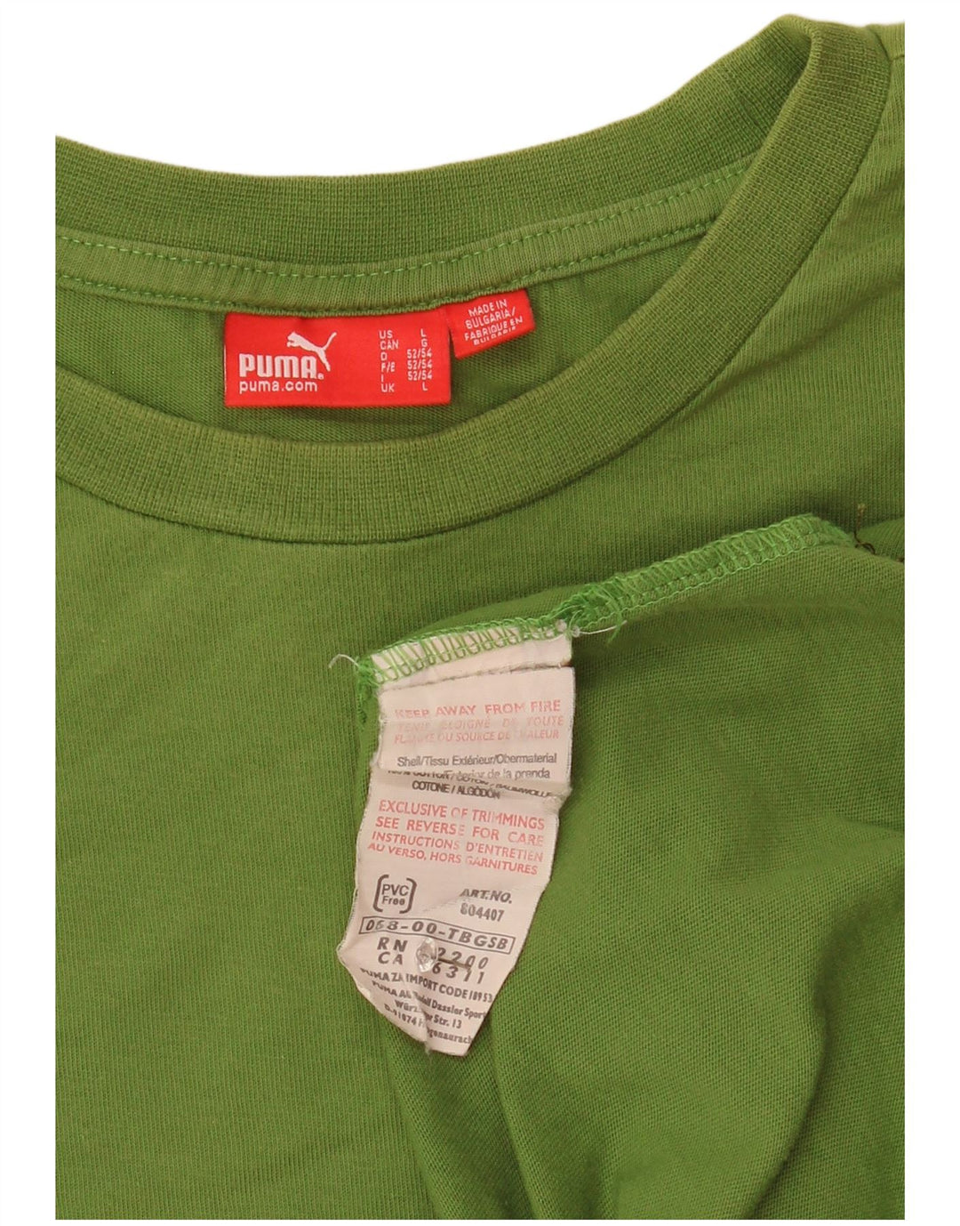 Puma Mens Top Manga Longa Grande Algodão Verde