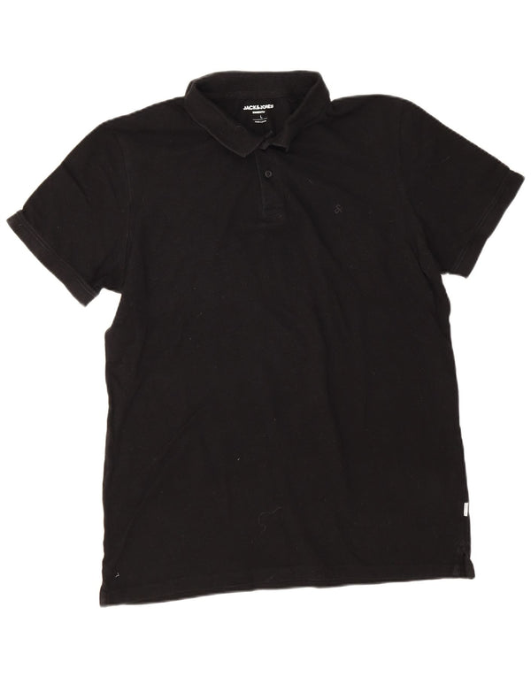 Camisa polo masculina Jack & Jones grande algodão preto