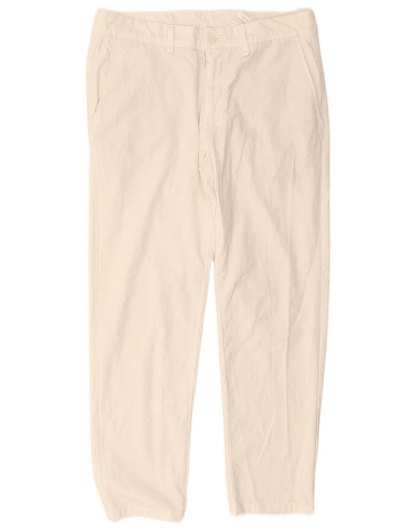 Zara Mens Straight Chino Calças EU 42 Grande W32 L28 Poliéster Branco