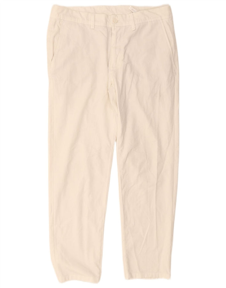 Zara Mens Straight Chino Calças EU 42 Grande W32 L28 Poliéster Branco
