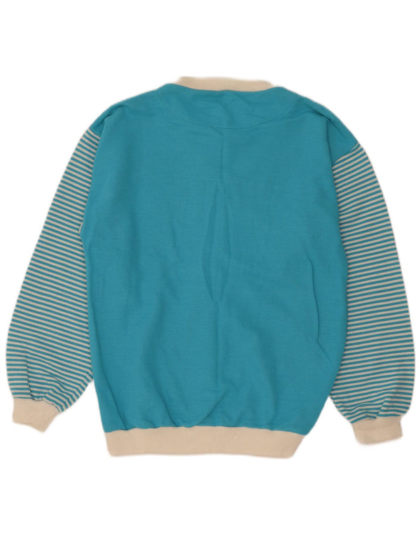 Suéter cardigã feminino vintage com estampa oversized Reino Unido 10 listrado azul pequeno
