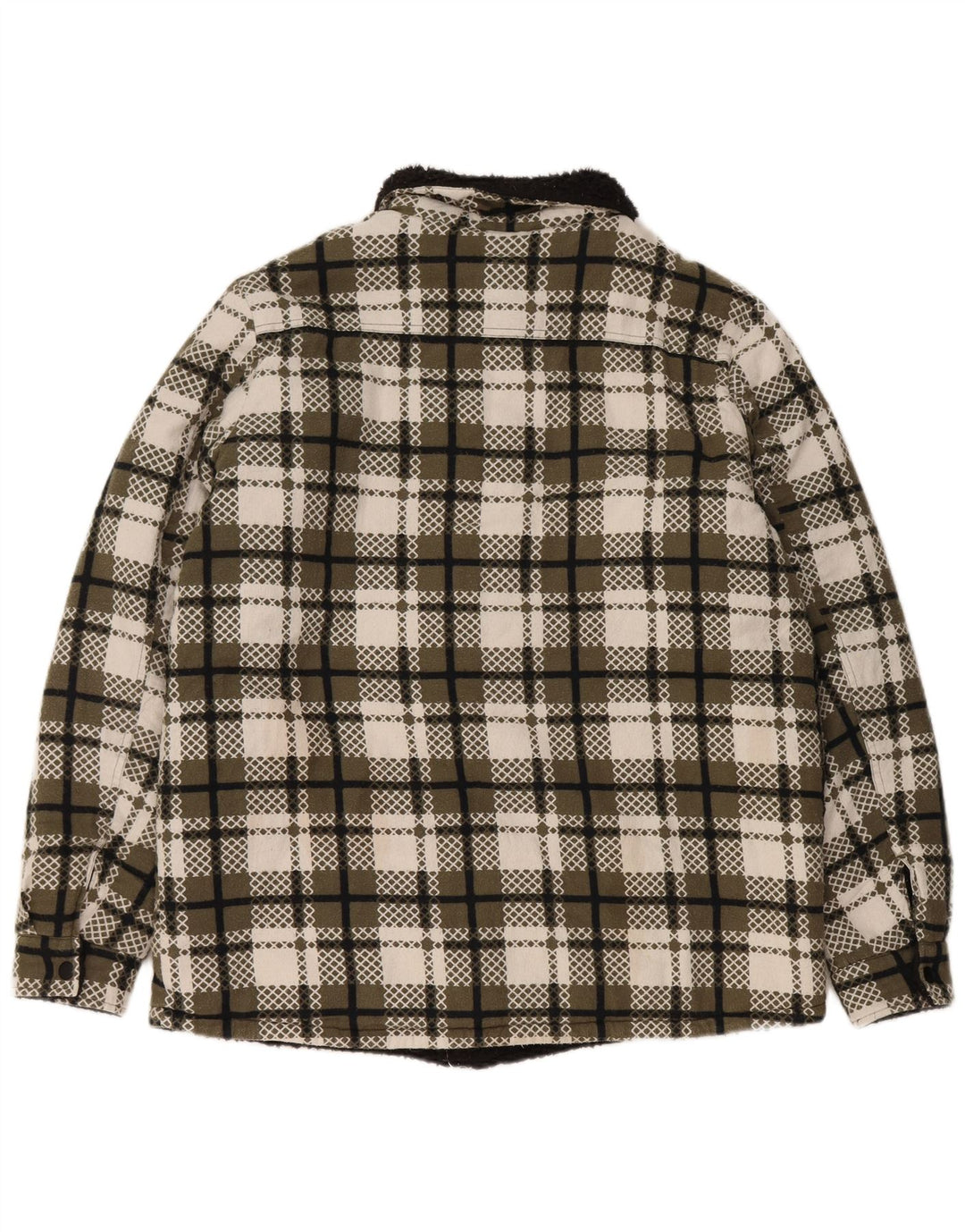 Jaqueta Sherpa feminina VINTAGE UK 16 grande xadrez verde