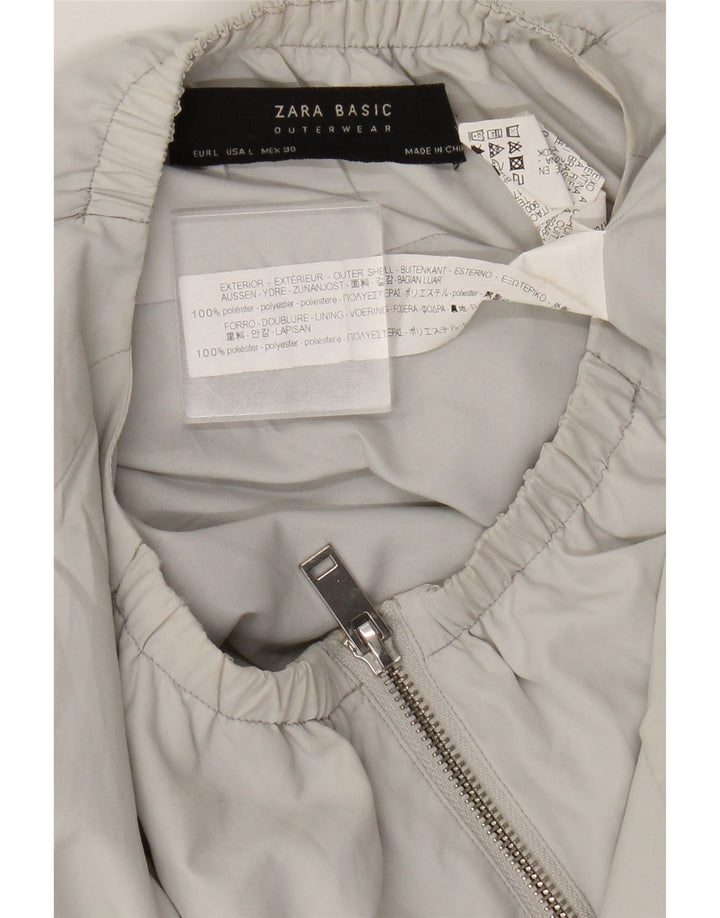 Jaqueta bomber feminina Zara UK 16 grande poliéster cinza