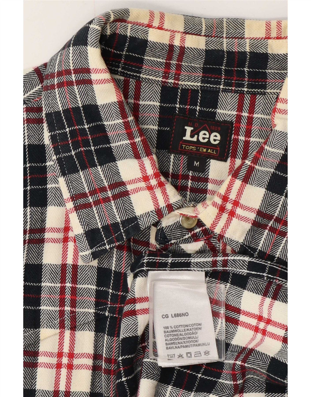 Camisa masculina de flanela Lee algodão xadrez azul marinho médio