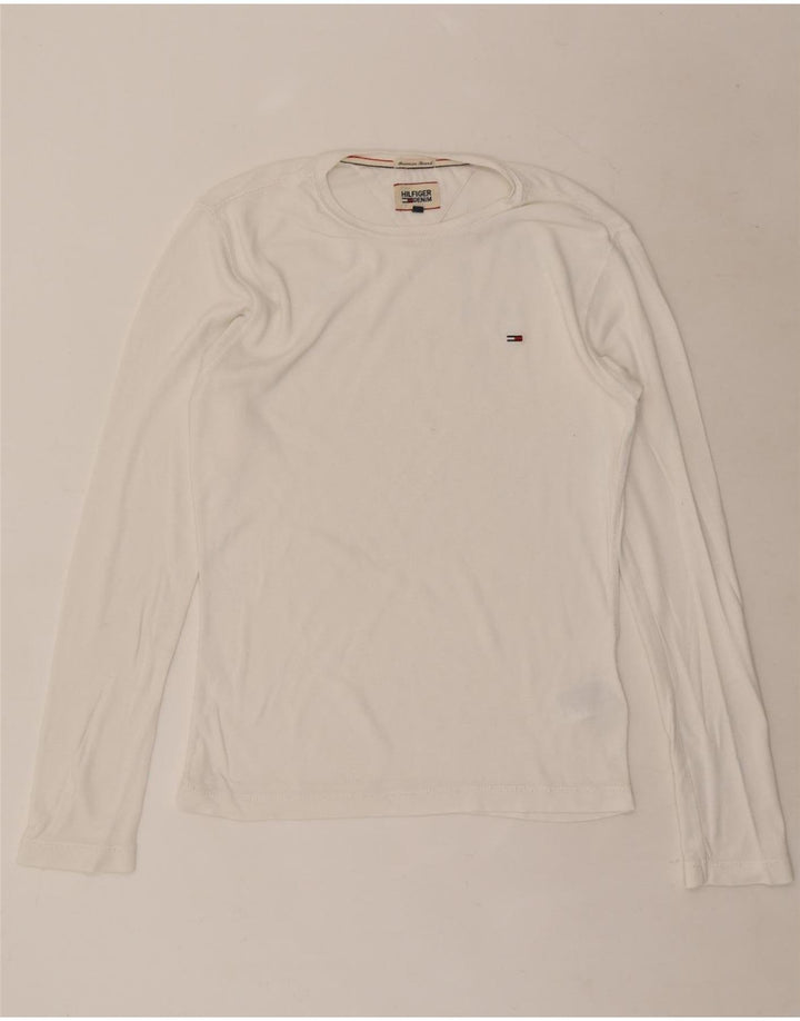 Tommy Hilfiger Top masculino manga comprida pequeno algodão branco