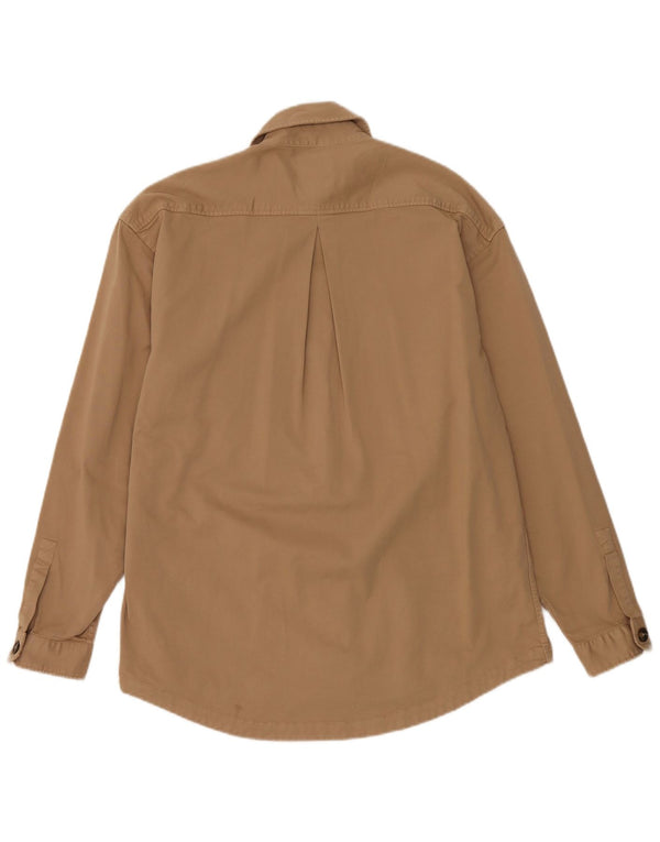 Camisa masculina ZARA com ajuste relaxado pequeno algodão bege