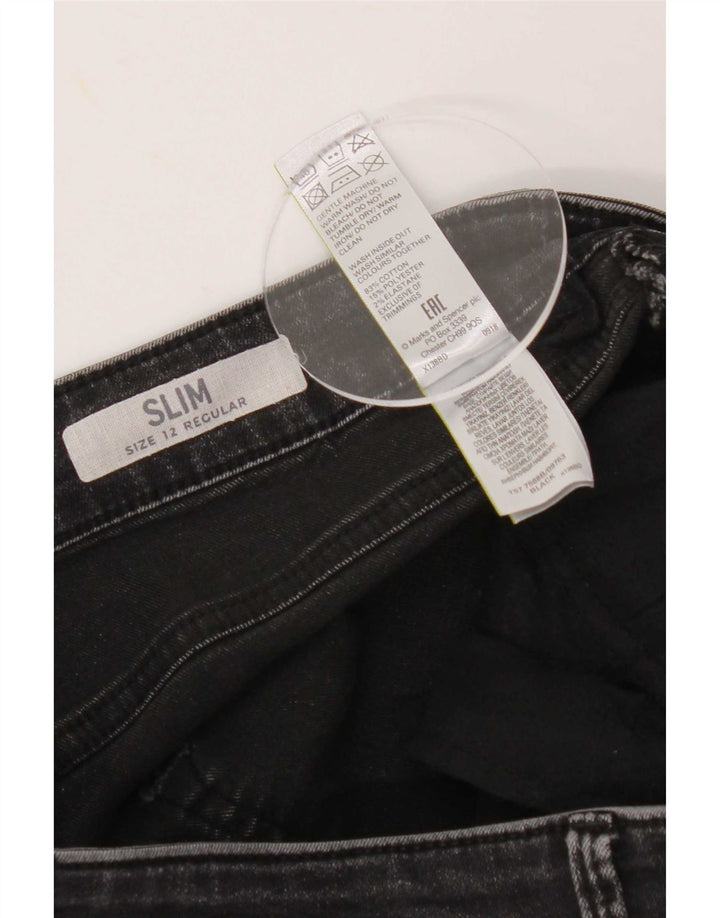 Jeans Marks & Spencer feminino slim UK 12 médio W30 L28 algodão preto